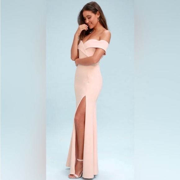 LULU’S Song Of Love Blush Pink Off The Shoulder Formal Maxi Dress Evening - Picture 1 of 11